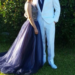 Navy blue and gold dress